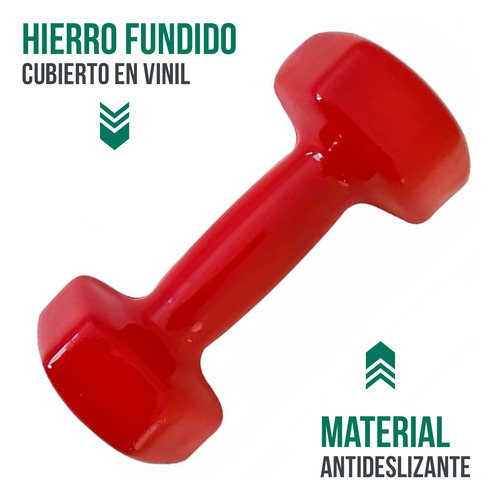 Par Mancuernas Pesas Hexagonal Vinil De 6 Lb Roja (2.72 Kg)
