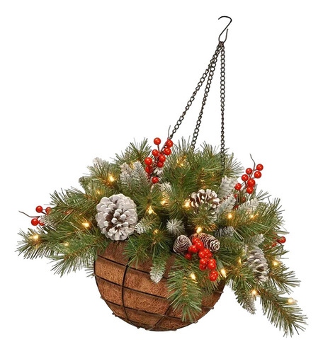 Cesta Colgante Navideña Artificial, Decoración Navideña