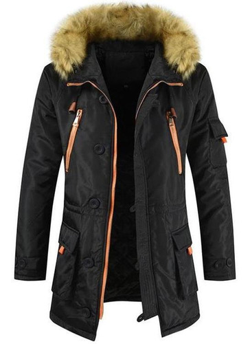 Parka Acolchada Con Capucha De Piel De Burbuja Para Hombre P