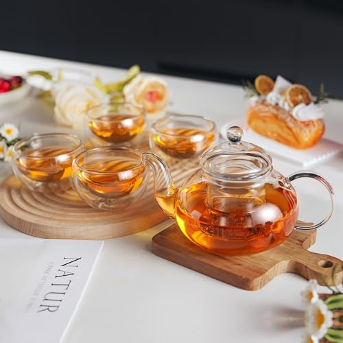 Set De Tetera De Vidrio Cnglass, Tetera De 20 Oz Transparent