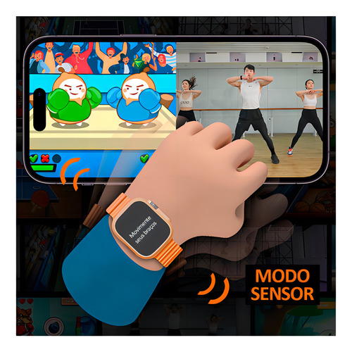 Smartwatch Relógio Ultra Max Series 9 Modelo 2023 Laranja Cor Da Caixa Branco Cor Do Bisel Prateado