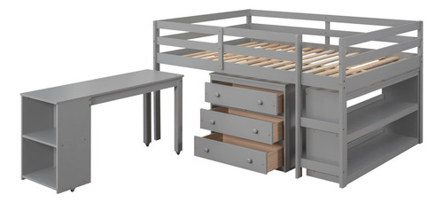 Base De Cama Baja De Madera Maciza De Tamaño Matrimonial Con Gris Puro. Nombre Del Diseño