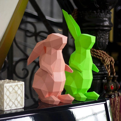 Imagen 5 de 6 de Conejos Par Papercraft 3d Papiroflexia Pdf Digital