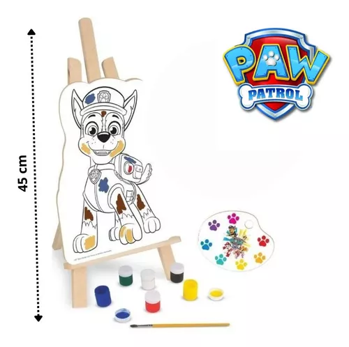 Kit Pintura Patrulha Canina com Cavalete Tintas e Tela Infantil