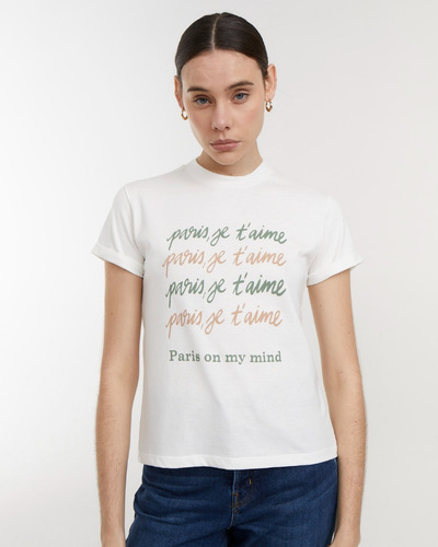 Imagen 1 de 6 de Remera Portsaid Paris Je T'aime Cuello Redondo Para Mujer