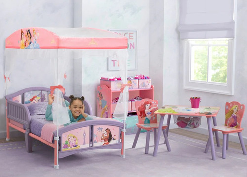Cama Infantil Play Area Juguetero Y Colchon Disney Princess Color Rosa
