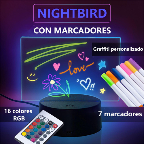 Pizarra Acrílica De Borrado En Seco Con Soporte Luz Led Usb