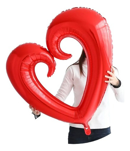 Globo Corazon Metalico Jumbo San Valentin 101 Cm - 10 Piezas