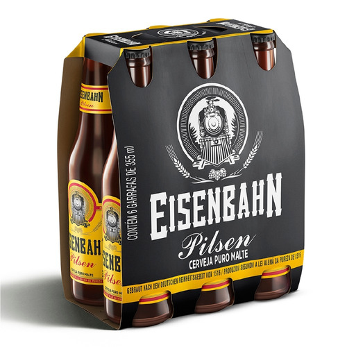 Pack Cerveja Pilsen Puro Malte Eisenbahn Garrafa 6 Unidades 355ml Cada