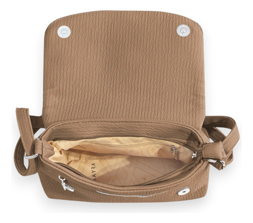 Cartera Morral Bandolera Amayra, Bolso Con Cierre Y Estilo Camel 28x18x7