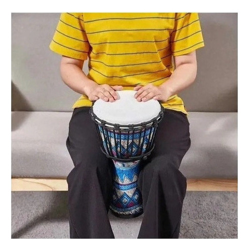 Tambor africano portátil con patrones de djembe africano, color negro
