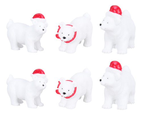 6pcs Christmas Miniature Polar Bear Adornment Creative Bear