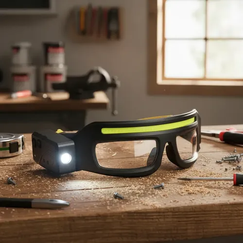 Óculos De Trabalho Com Lanterna Led Recarregável Segurança Transparente