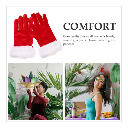 1 Par De Guantes Cortos Navideños De Papá Noel