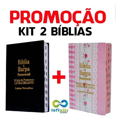 Kit 2 Bíblias Sagrada E Harpa Pentecostal Com Corinhos