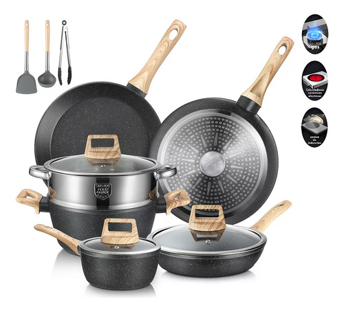 Batería De Cocina Juego De Sartenes Antiadherente 12 Piezas