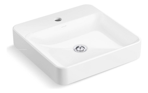 Cuba Kohler Vox De Sobrepor Retangular Com Mesa Furo Branca