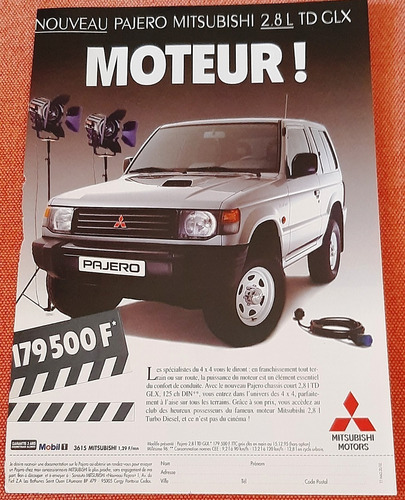 Mitsubishi Montero Glx Publicidad De Francia 1995 / 1996