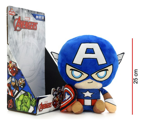 Peluche Marvel Con Luz 25cm Spiderman Capitan America 