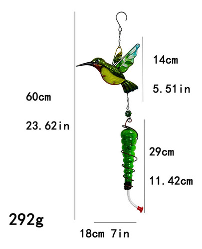 Comedero Para Pájaros F Hummingbird, Metal Y Vidrio, Colgant