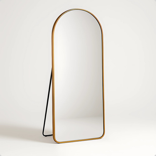 Espelho Lopazzi Arcos Base Reta 170x70cm Suporte De Chão Moldura Alumínio Moderno - Bronze
