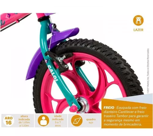 Bicicleta Caloi Barbie 16 - Aro 16 - Freio Cantilever/Tambor - Feminina -  Infantil
