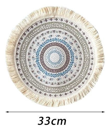 2 Mantel Individual Con Flecos De Mandala Boho Estilo D