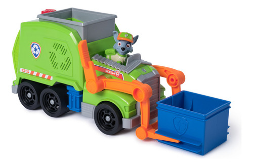 Paw Patrol: Crush N Roll Recycling Truck Con Figura De Acción De Rocky Y Vehículo De Basura Compactada Transformable, Juguetes Para Niños Y Niñas A Partir De 3 Años