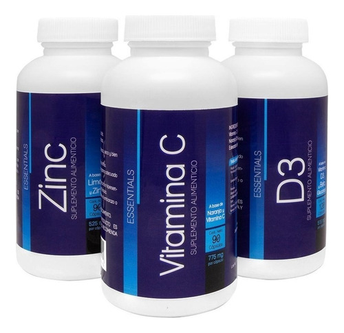 3pack Vitaminas esenciales sistema inmune | Zinc + VitC + Vit D3