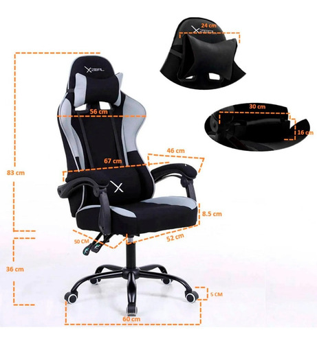 Imagen 8 de 8 de Silla de escritorio Xzeal XZ20 gamer ergonómica negra y blanca