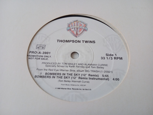 Thompson Twins - Bombers In The Sky - Vinilo Maxi Imp Promo