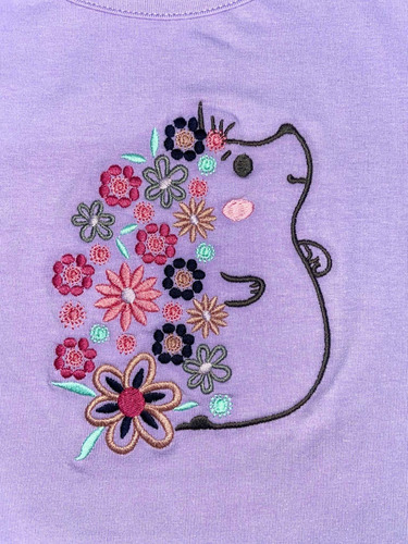 Blusa Playera Algodon Iy Niñas Bordado Erizo Con Flores