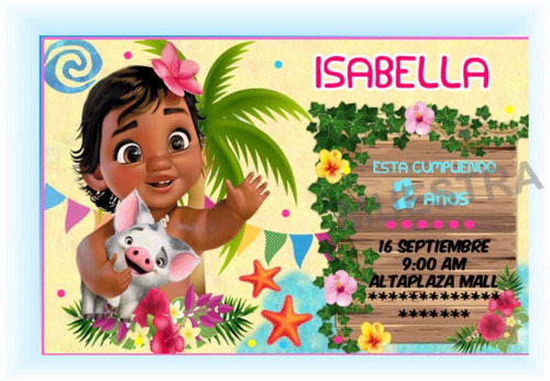 Invitaciones De Moana Bebe Kit Candybar Personalizados Mercado Libre