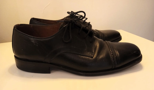 Zapatos De Vestir De Cuero Negro Con Cordones Talle 40