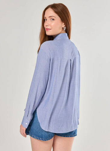 Camisa Oversized Azul Listras