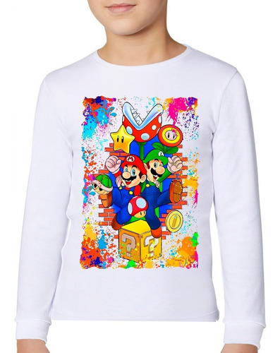 Polera Manga Larga Super Mario Algodón Pelicula 2023 C-645