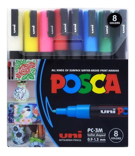 Marcador Uni Posca Pc 3m Pack X 8 Colores Marcadores Pintura