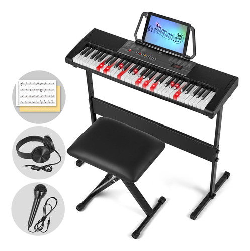 Kit Para Principiantes Teclado De Piano Con Teclas Iluminada