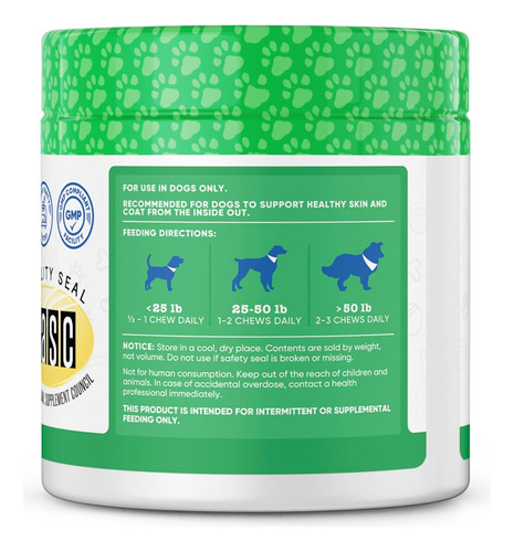 Nutricost Soporte Piel Y Pelaje De Perros 60 Chews Sabor Res
