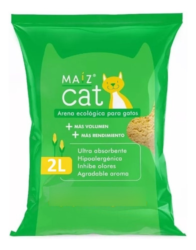 Maíz Cat 2l - Arena Ecológica Para Gatos - Inhibe Olores