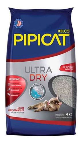 Areia Higiênica Pipicat Ultra Dry 4kg