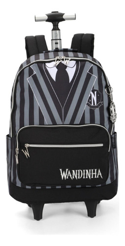 Mochila Carrinho Uniforme Wandinha Addams Preta Luxcel