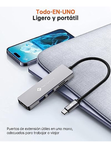 Conector Usb-c Hub 4k Con Hdmi Y Múltiples Puertos