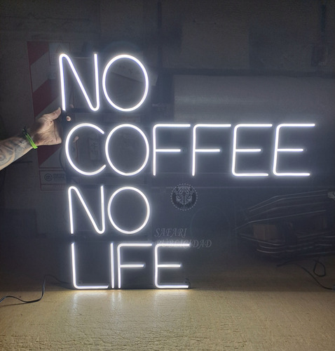 Cartel Neón Led No Coffee No Life - Deco - Luminoso - Mdf 