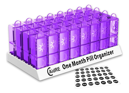 Caidre Monthly Pill Organizer 2 Veces Al Día, One Month Pill