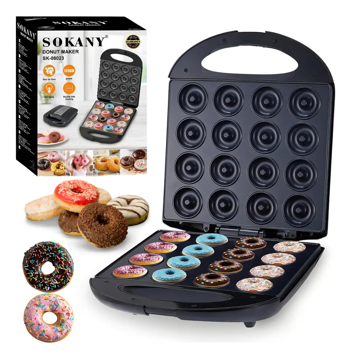 Maquina De Fazer Mini Donuts Rosquinhas 16 Furos 1200w Cor Preto