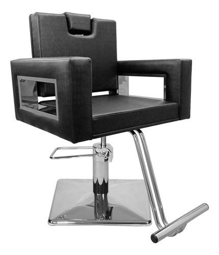 Cadeira De Cabeleireiro Moderna Inox Fixa Base Quadrada