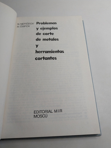 Problemas Y Ejemplos De Corte De Metales Nefiódov, Osipov (Usado)