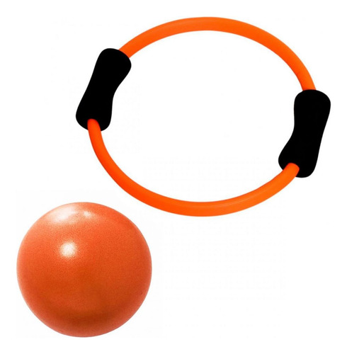 Arco Alaranjado Anel Flexível Para Pilates + Over Ball 25cm