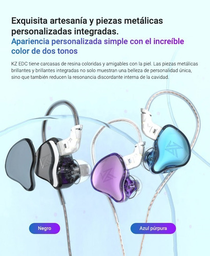 Imagen 3 de 8 de Auriculares In-ear Kz Edc 1dd Con Microfono Cable Fijo Ofc